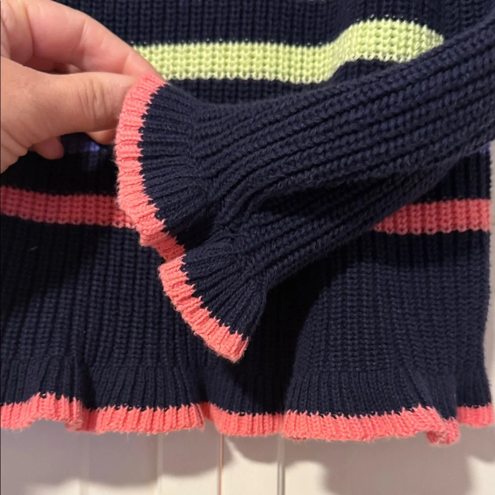 Gap Baby Striped Navy Crewneck Sweater with Multicolor Bands 100% cotton 3T